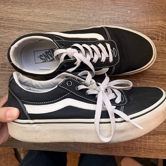 Vans Shoes - Platform Vans Black & White Old Skool Shoes W8.5